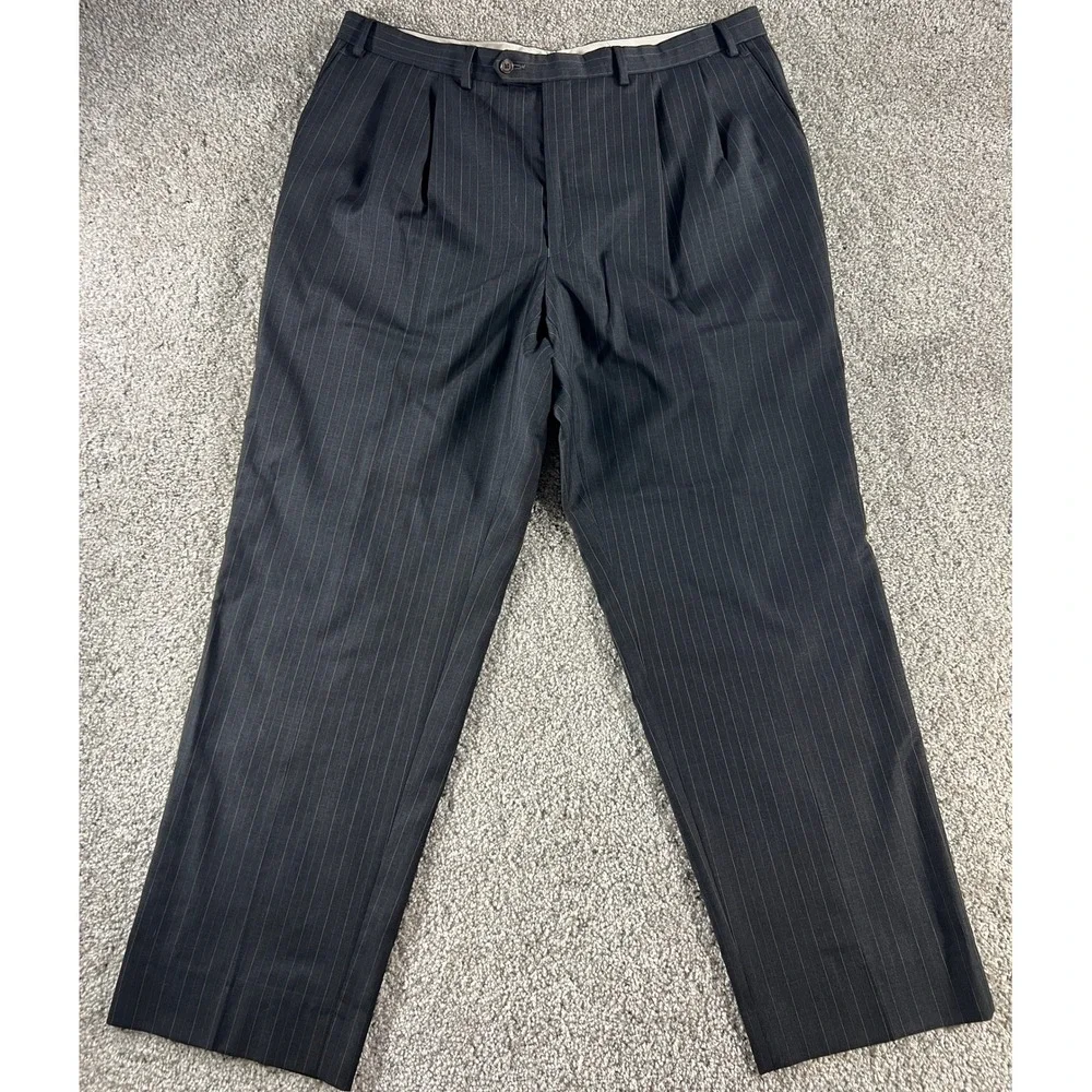 Lauren Ralph Lauren Mens Gray 46R Pinstripe 100% Wool 2 Piece Suit (Pants 38x31)